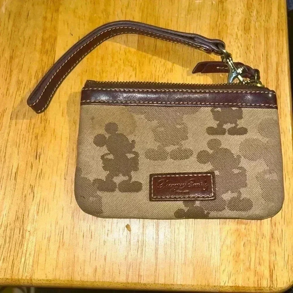 Rare Brown and Leather Walt Disney World Themed Dooney Bourke Wristlet - Picture 2 of 5